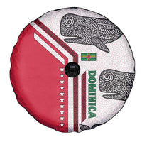 Dominica Flag Spare Tire Cover Tribal Turtle Pattern Red and White with Island Stars Design - Wonder Print Shop