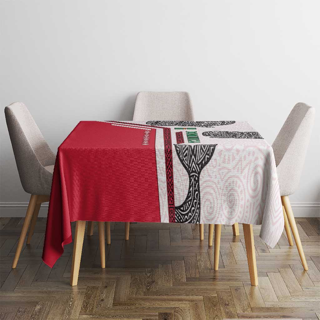Dominica Flag Tablecloth Tribal Turtle Pattern Red and White with Island Stars Design - Wonder Print Shop