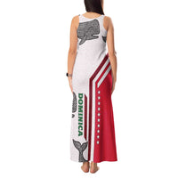 Dominica Flag Tank Maxi Dress Tribal Turtle Pattern Red and White with Island Stars Design - Wonder Print Shop