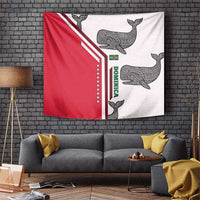 Dominica Flag Tapestry Tribal Turtle Pattern Red and White with Island Stars Design - Wonder Print Shop