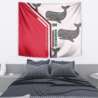 Dominica Flag Tapestry Tribal Turtle Pattern Red and White with Island Stars Design - Wonder Print Shop