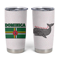 Dominica Flag Tumbler Cup Tribal Turtle Pattern Red and White with Island Stars Design - Wonder Print Shop