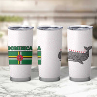 Dominica Flag Tumbler Cup Tribal Turtle Pattern Red and White with Island Stars Design - Wonder Print Shop