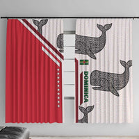 Dominica Flag Window Curtain Tribal Turtle Pattern Red and White with Island Stars Design - Wonder Print Shop