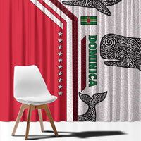 Dominica Flag Window Curtain Tribal Turtle Pattern Red and White with Island Stars Design - Wonder Print Shop