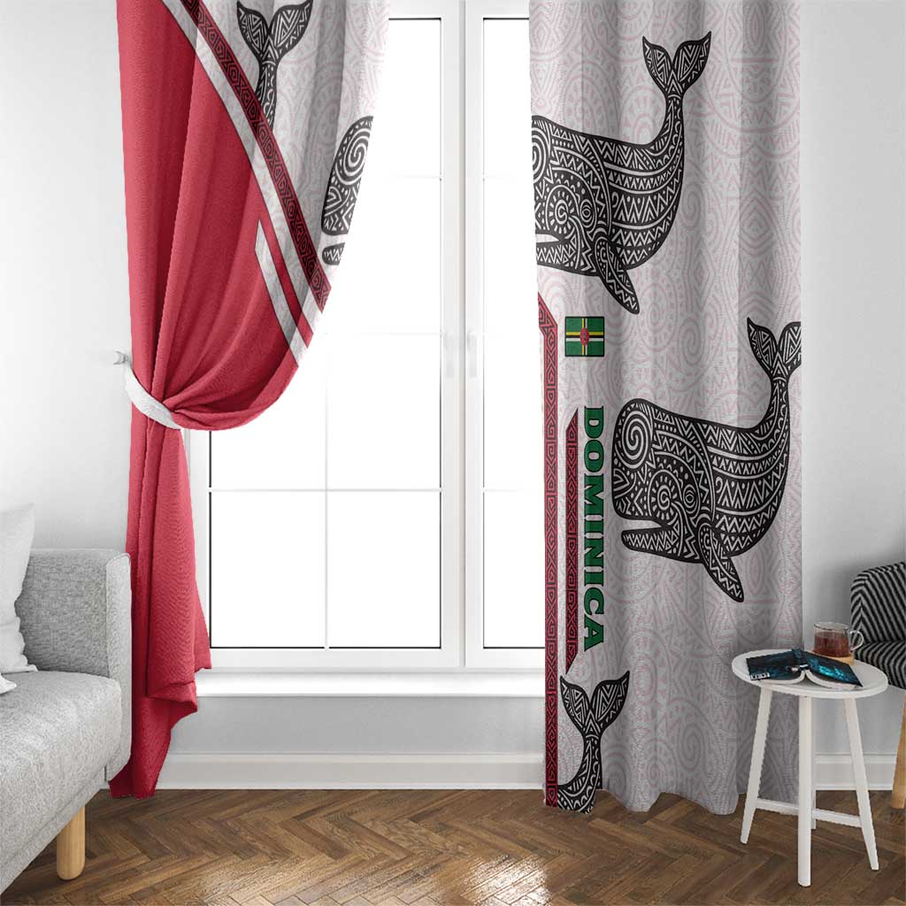 Dominica Flag Window Curtain Tribal Turtle Pattern Red and White with Island Stars Design - Wonder Print Shop