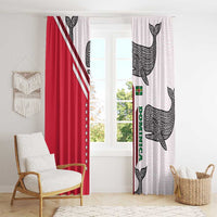 Dominica Flag Window Curtain Tribal Turtle Pattern Red and White with Island Stars Design - Wonder Print Shop