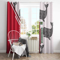 Dominica Flag Window Curtain Tribal Turtle Pattern Red and White with Island Stars Design - Wonder Print Shop