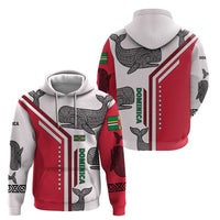 Dominica Flag Zip Hoodie Tribal Turtle Pattern Red and White with Island Stars Design - Wonder Print Shop