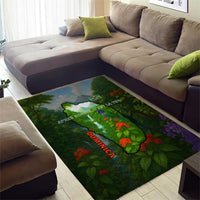 Dominica Nature Area Rug Sisserou Parrot and Waterfall Island Map with National Flag Design - Wonder Print Shop