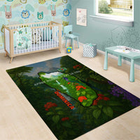 Dominica Nature Area Rug Sisserou Parrot and Waterfall Island Map with National Flag Design - Wonder Print Shop