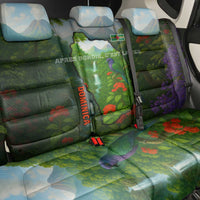 Dominica Nature Back Car Seat Cover Sisserou Parrot and Waterfall Island Map with National Flag Design - Wonder Print Shop