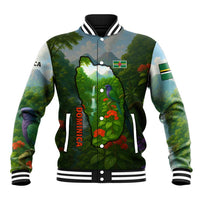 Dominica Nature Baseball Jacket Sisserou Parrot and Waterfall Island Map with National Flag Design - Wonder Print Shop