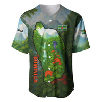 Dominica Nature Baseball Jersey Sisserou Parrot and Waterfall Island Map with National Flag Design - Wonder Print Shop