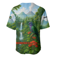 Dominica Nature Baseball Jersey Sisserou Parrot and Waterfall Island Map with National Flag Design - Wonder Print Shop