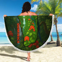 Dominica Nature Beach Blanket Sisserou Parrot and Waterfall Island Map with National Flag Design - Wonder Print Shop