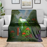 Dominica Nature Blanket Sisserou Parrot and Waterfall Island Map with National Flag Design - Wonder Print Shop