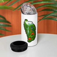 Dominica Nature 4 in 1 Can Cooler Tumbler Sisserou Parrot and Waterfall Island Map with National Flag Design - Wonder Print Shop