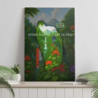 Dominica Nature Canvas Wall Art Sisserou Parrot and Waterfall Island Map with National Flag Design - Wonder Print Shop