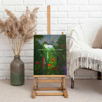 Dominica Nature Canvas Wall Art Sisserou Parrot and Waterfall Island Map with National Flag Design - Wonder Print Shop