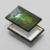 Dominica Nature Canvas Wall Art Sisserou Parrot and Waterfall Island Map with National Flag Design - Wonder Print Shop