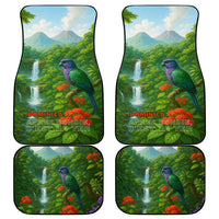 Dominica Nature Car Mats Sisserou Parrot and Waterfall Island Map with National Flag Design - Wonder Print Shop