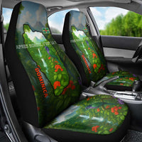 Dominica Nature Car Seat Cover Sisserou Parrot and Waterfall Island Map with National Flag Design - Wonder Print Shop