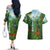 Dominica Nature Couples Matching Off The Shoulder Long Sleeve Dress and Hawaiian Shirt Sisserou Parrot and Waterfall Island Map with National Flag Design - Wonder Print Shop