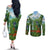 Dominica Nature Couples Matching Off The Shoulder Long Sleeve Dress and Long Sleeve Button Shirt Sisserou Parrot and Waterfall Island Map with National Flag Design - Wonder Print Shop