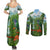 Dominica Nature Couples Matching Summer Maxi Dress and Long Sleeve Button Shirt Sisserou Parrot and Waterfall Island Map with National Flag Design - Wonder Print Shop