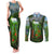 Dominica Nature Couples Matching Tank Maxi Dress and Long Sleeve Button Shirt Sisserou Parrot and Waterfall Island Map with National Flag Design - Wonder Print Shop