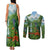 Dominica Nature Couples Matching Tank Maxi Dress and Long Sleeve Button Shirt Sisserou Parrot and Waterfall Island Map with National Flag Design - Wonder Print Shop
