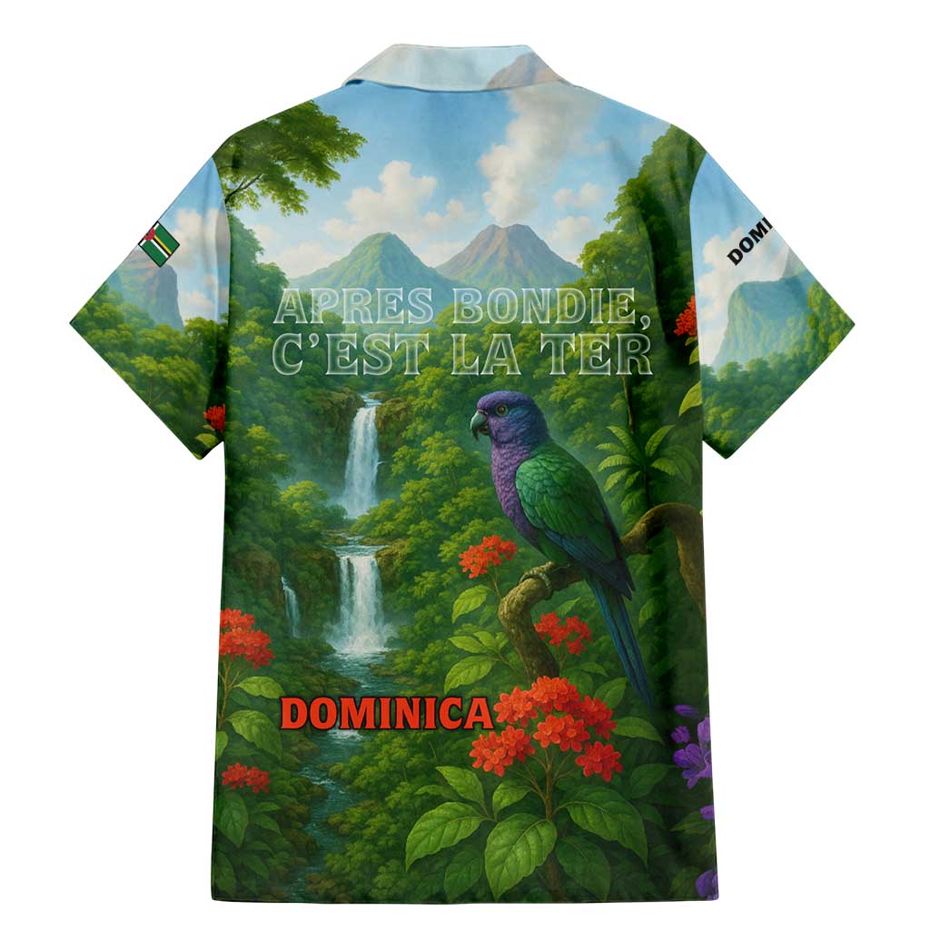 Dominica Nature Family Matching Mermaid Dress and Hawaiian Shirt Sisserou Parrot and Waterfall Island Map with National Flag Design - Wonder Print Shop