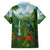 Dominica Nature Family Matching Off Shoulder Maxi Dress and Hawaiian Shirt Sisserou Parrot and Waterfall Island Map with National Flag Design - Wonder Print Shop
