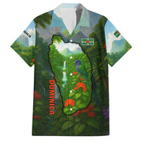 Dominica Nature Family Matching Short Sleeve Bodycon Dress and Hawaiian Shirt Sisserou Parrot and Waterfall Island Map with National Flag Design - Wonder Print Shop