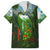 Dominica Nature Family Matching Short Sleeve Bodycon Dress and Hawaiian Shirt Sisserou Parrot and Waterfall Island Map with National Flag Design - Wonder Print Shop