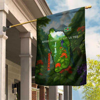 Dominica Nature Garden Flag Sisserou Parrot and Waterfall Island Map with National Flag Design - Wonder Print Shop