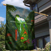 Dominica Nature Garden Flag Sisserou Parrot and Waterfall Island Map with National Flag Design - Wonder Print Shop