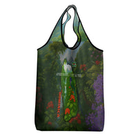 Dominica Nature Grocery Bag Sisserou Parrot and Waterfall Island Map with National Flag Design - Wonder Print Shop