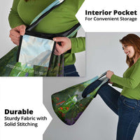 Dominica Nature Grocery Bag Sisserou Parrot and Waterfall Island Map with National Flag Design - Wonder Print Shop