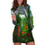 Dominica Nature Hoodie Dress Sisserou Parrot and Waterfall Island Map with National Flag Design - Wonder Print Shop