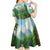 Dominica Nature Kid Short Sleeve Dress Sisserou Parrot and Waterfall Island Map with National Flag Design - Wonder Print Shop