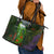 Dominica Nature Leather Tote Bag Sisserou Parrot and Waterfall Island Map with National Flag Design - Wonder Print Shop