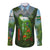 Dominica Nature Long Sleeve Button Shirt Sisserou Parrot and Waterfall Island Map with National Flag Design - Wonder Print Shop