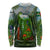 Dominica Nature Long Sleeve Shirt Sisserou Parrot and Waterfall Island Map with National Flag Design - Wonder Print Shop