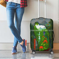 Dominica Nature Luggage Cover Sisserou Parrot and Waterfall Island Map with National Flag Design - Wonder Print Shop