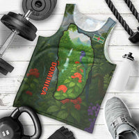 Dominica Nature Men Tank Top Sisserou Parrot and Waterfall Island Map with National Flag Design - Wonder Print Shop