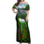 Dominica Nature Off Shoulder Maxi Dress Sisserou Parrot and Waterfall Island Map with National Flag Design - Wonder Print Shop