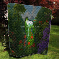 Dominica Nature Quilt Sisserou Parrot and Waterfall Island Map with National Flag Design - Wonder Print Shop