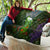 Dominica Nature Quilt Sisserou Parrot and Waterfall Island Map with National Flag Design - Wonder Print Shop